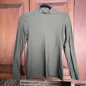 Under Armour Cold Gear Mock Shirt Olive Green Base Layer Top - Medium
